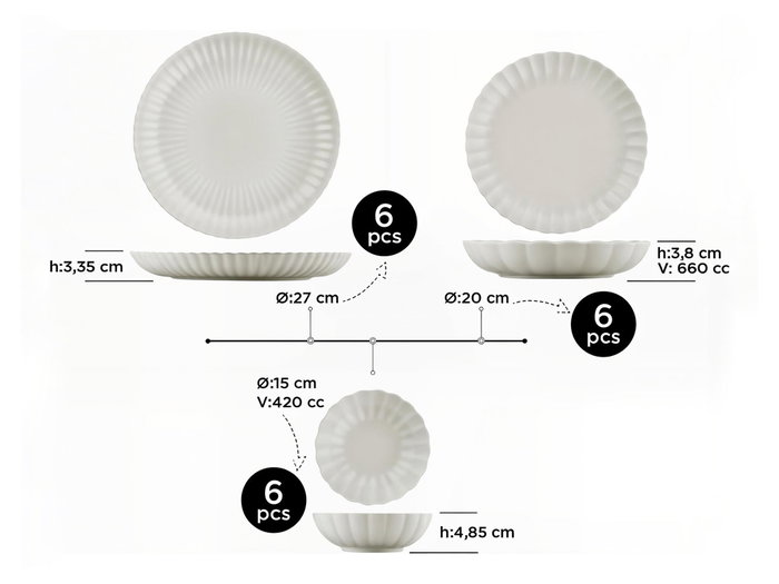 Hermia Juego de Cena de Porcelana 18 Piezas Multicolor Hermia Juego de Cena de Porcelana 18 Piezas Multicolor
